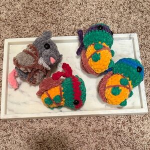 Teenage Mutant Ninja Turtles crocheted plushies and Splinter